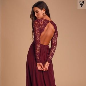 Lulus Long Sleeve Lace Maxi Dress